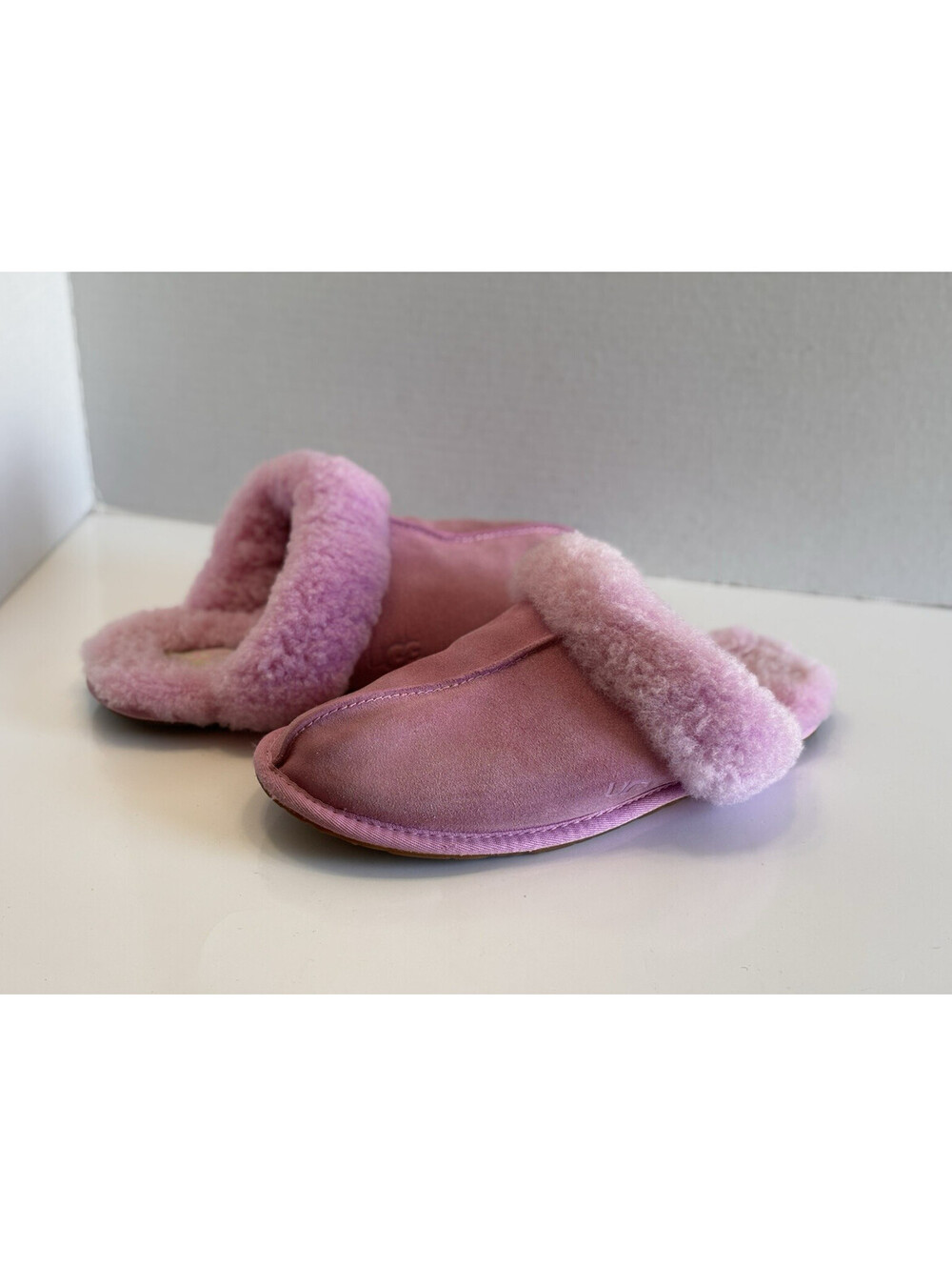 UGG Scuffette II Slippers Women Size 10 Purple Suede Shearling Slip On Flat Mule